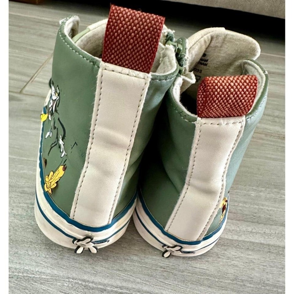 Zara Disney Mickey Mouse High Top Sneakers Kids 31 Green Good Side Zip Graphic - Picture 6 of 7